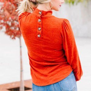 Mock Neck Button Back - Small